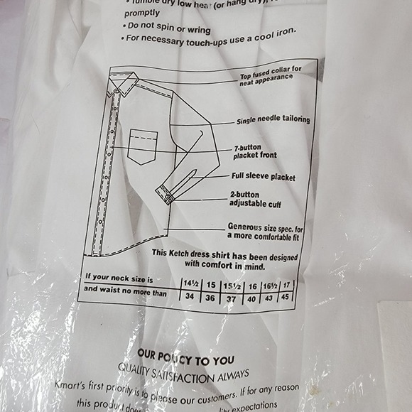 Ketch Long Sleeve Gentleman's Cut Regular 16 32-33 White Button Up Collard - Picture 8 of 9